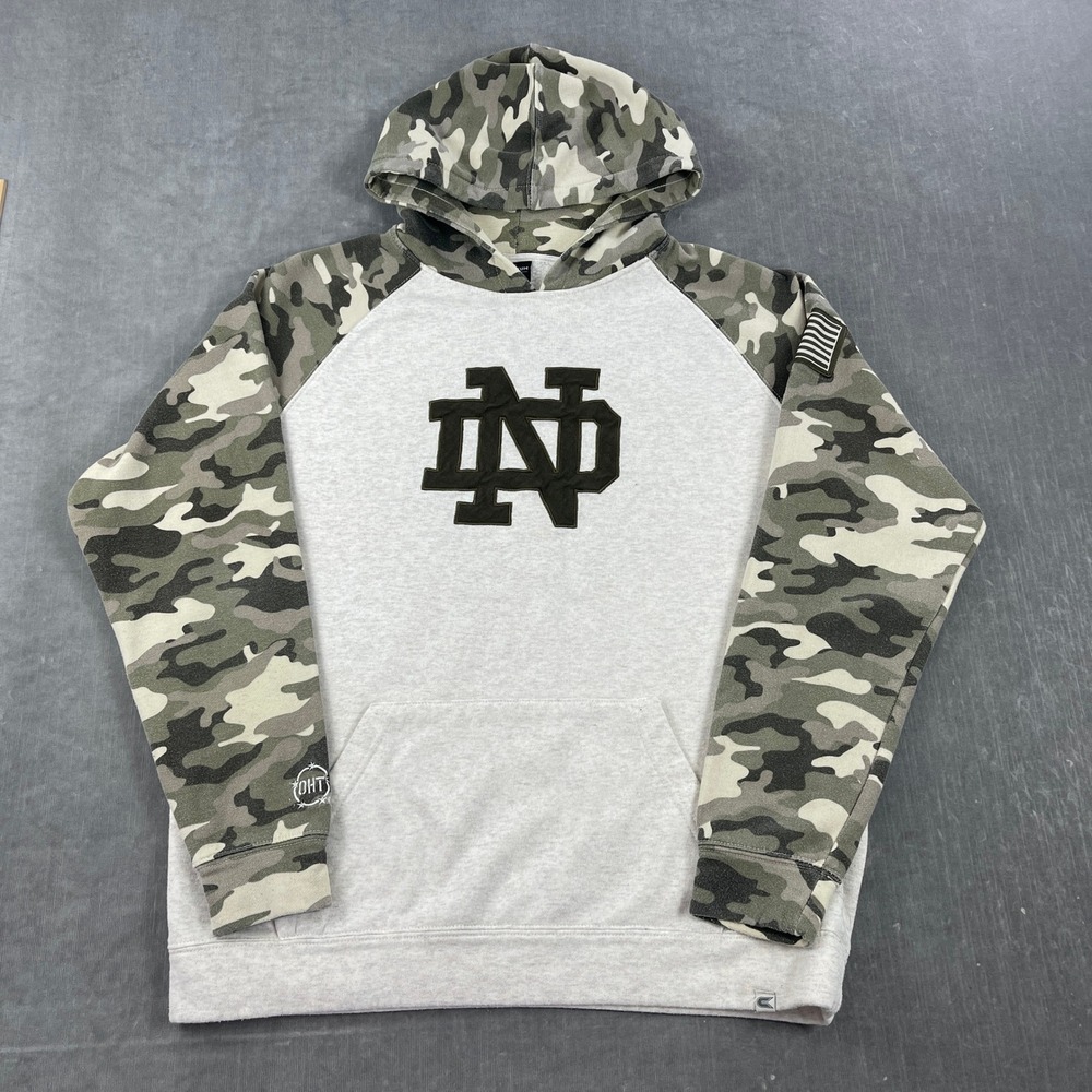 Notre Dame Colosseum Mens Large Gray Camo Hoodie OHT Military Appreciation